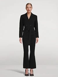 Double-Breasted Cropped Admiral Crepe Trench Coat