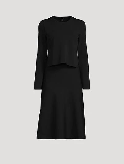 Crepe Knit Layered Midi Dress