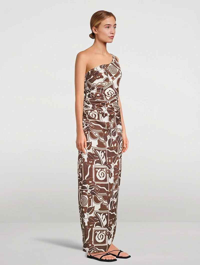 Enya Hemp One-Shoulder Maxi Dress