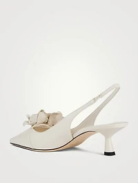 Amita Floral Appliqué Leather Slingback Pumps