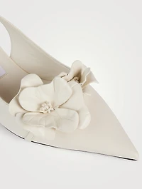 Amita Floral Appliqué Leather Slingback Pumps