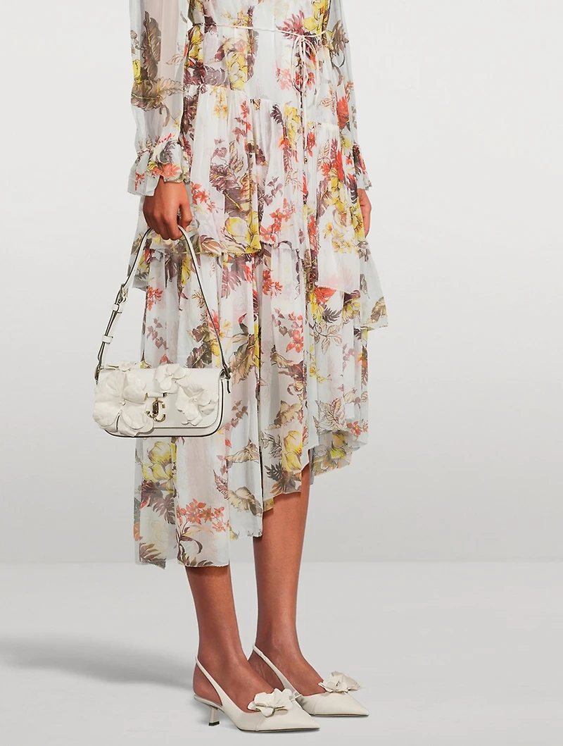 Amita Floral Appliqué Leather Slingback Pumps