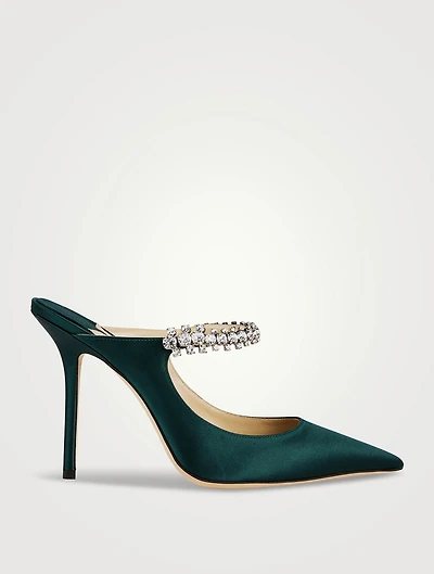 Bing 100 Satin Mules With Crystal Strap