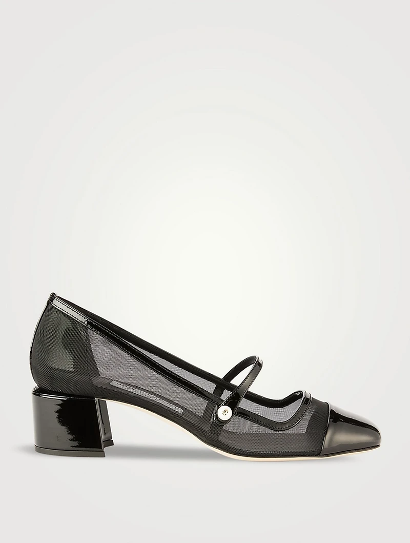 Elisa Leather And Mesh Mary Jane Pumps