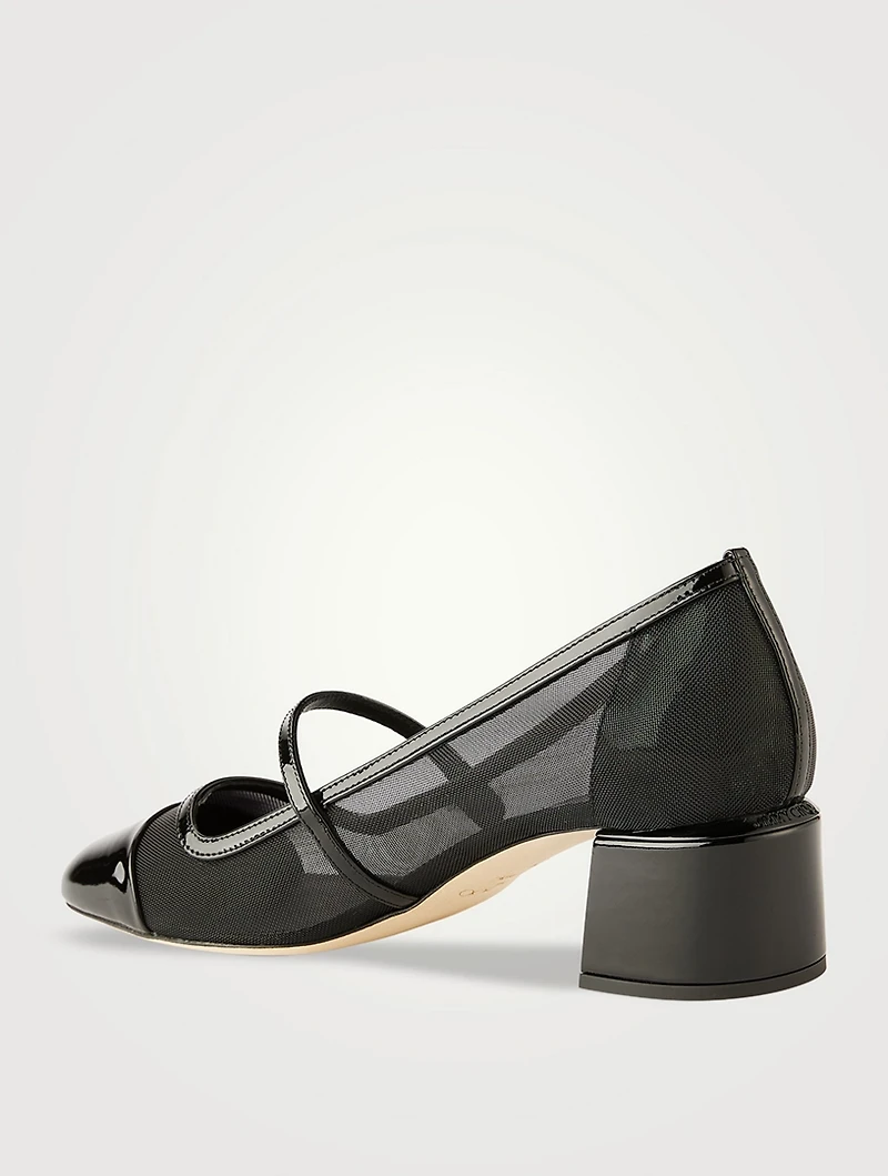 Elisa Leather And Mesh Mary Jane Pumps