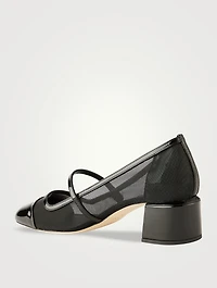 Elisa Leather And Mesh Mary Jane Pumps