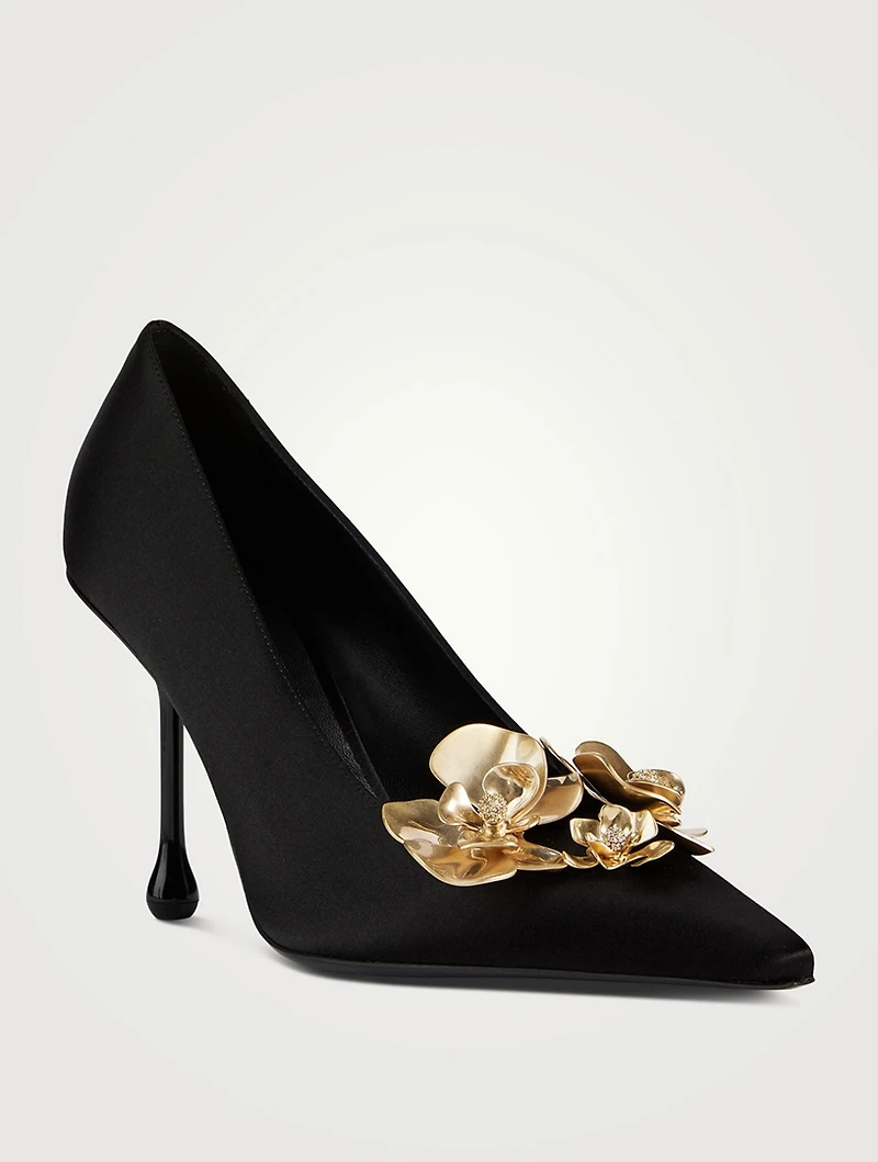 Ixia Floral Appliqué Satin Pumps