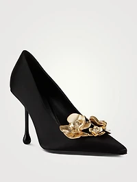 Ixia Floral Appliqué Satin Pumps