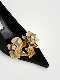 Ixia Floral Appliqué Satin Pumps