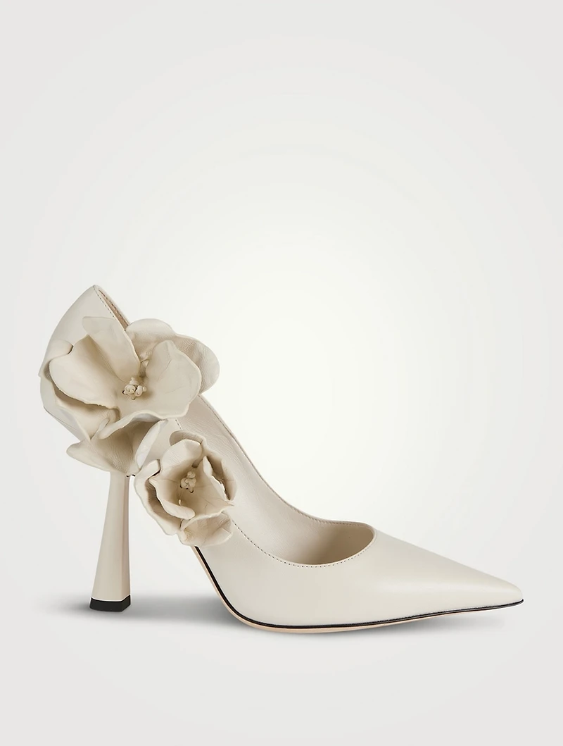 Rene Floral Appliqué Leather Pumps