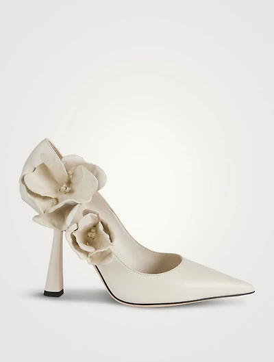Rene Floral Appliqué Leather Pumps