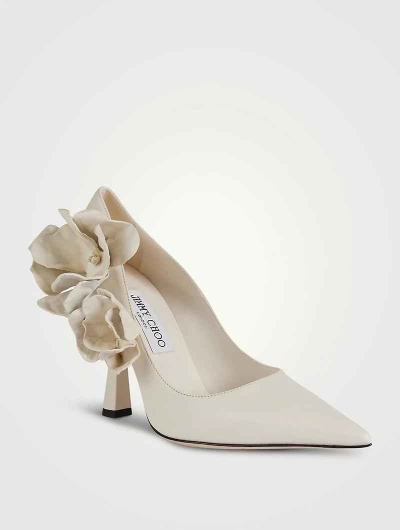Rene Floral Appliqué Leather Pumps