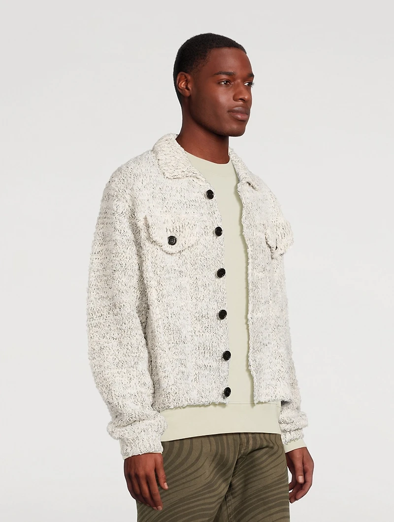 Fluffy Cotton-Blend Cardigan