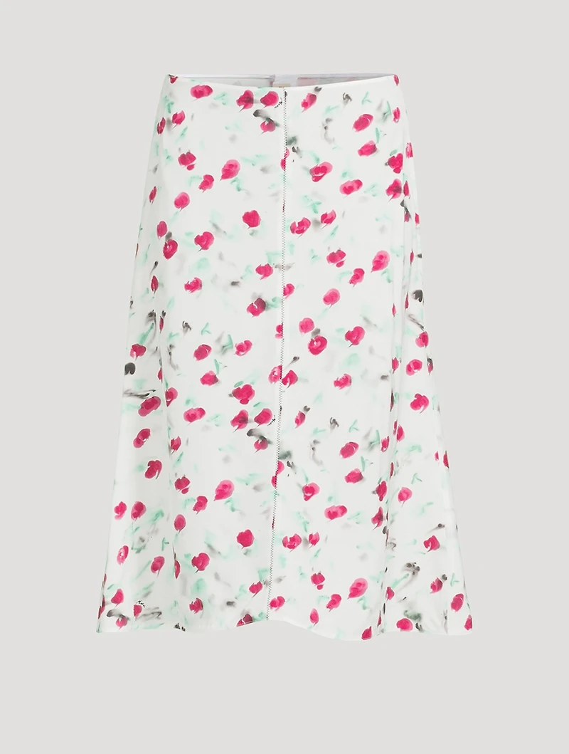 A-Line Midi Skirt Floral Print