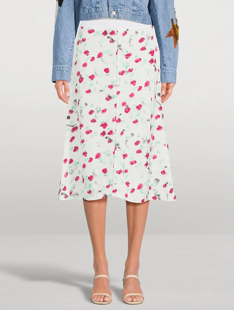 A-Line Midi Skirt Floral Print