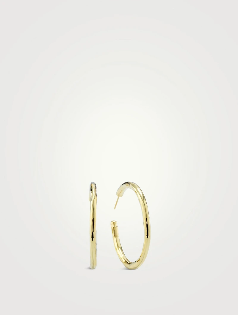 Medium Classico 18K Gold Hammered #3 Hoop Earrings
