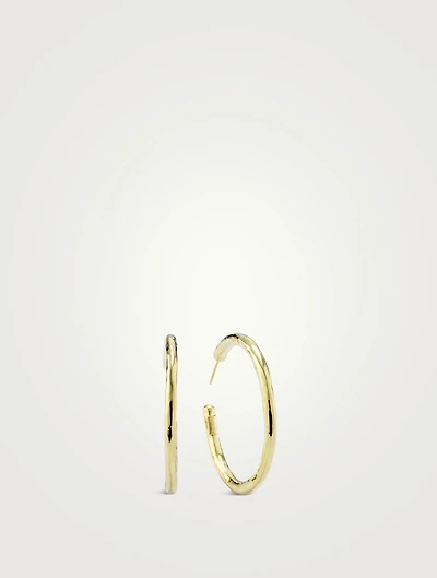 Medium Classico 18K Gold Hammered #3 Hoop Earrings