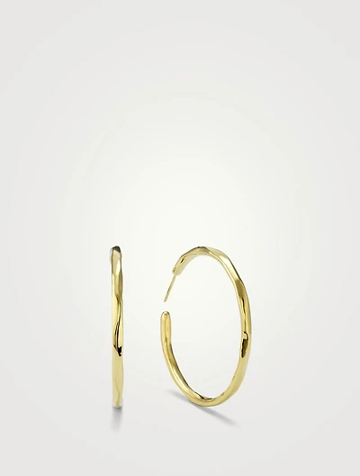 Medium Classico 18K Gold Faceted #3 Hoop Earrings