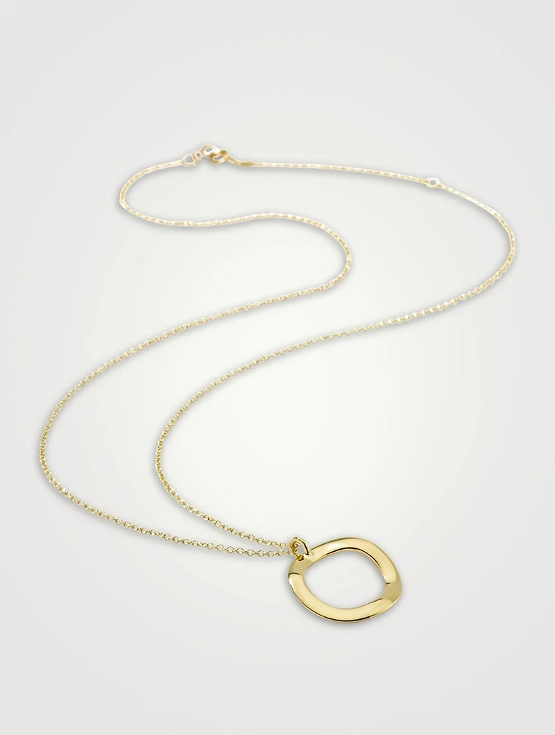 Short Mini Classico 18K Gold Wavy Circle Pendant Necklace