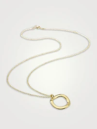 Short Mini Classico 18K Gold Wavy Circle Pendant Necklace