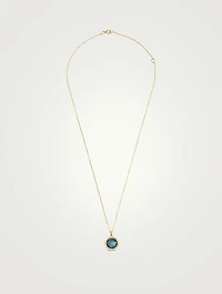 Small Lollipop 18K Gold Pendant Necklace With London Blue Topaz And Diamonds