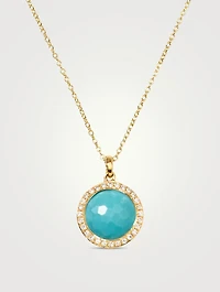 Small Lollipop 18K Gold Pendant Necklace With Diamonds With Turquoise And Diamonds
