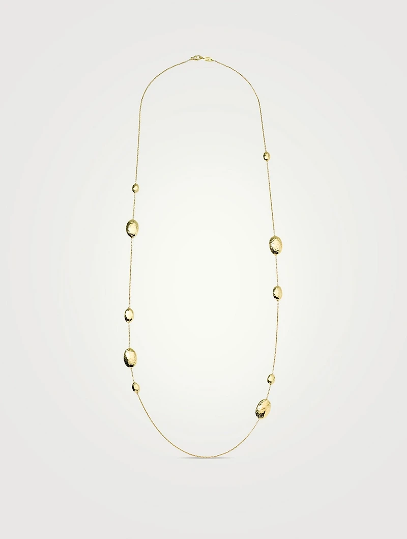Long Classico 18K Gold Hammered Multi Station Layering Necklace