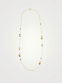 Long Classico 18K Gold Hammered Multi Station Layering Necklace