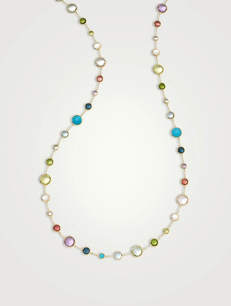 Long Lollitini 18K Gold Necklace With Gemstones