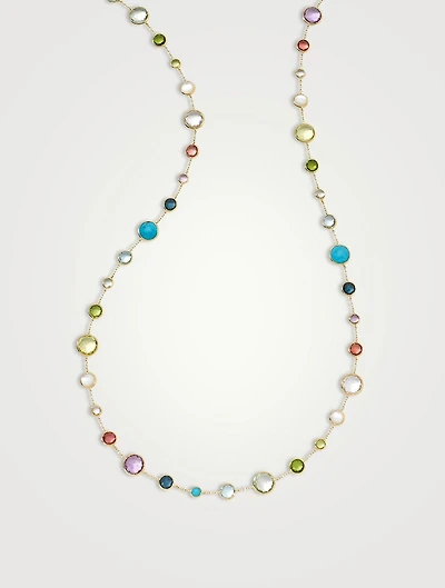 Long Lollitini 18K Gold Necklace With Gemstones