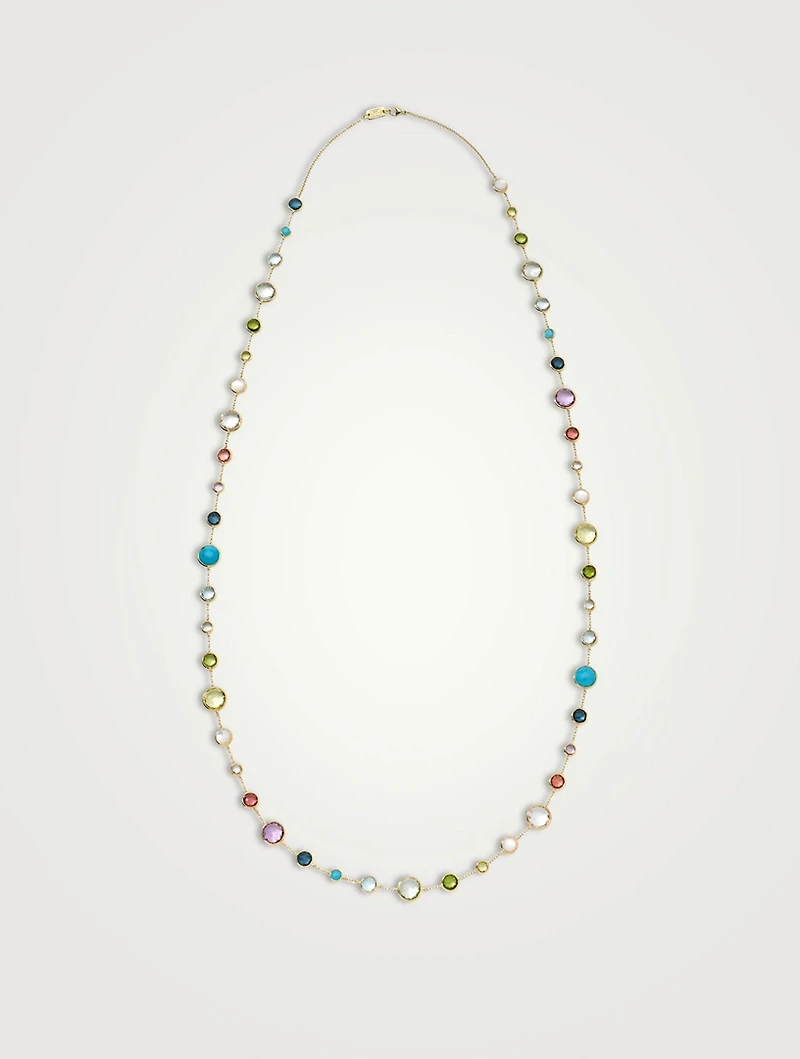 Long Lollitini 18K Gold Necklace With Gemstones