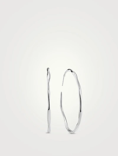 Large Classico Sterling Silver Squiggle #4 Hoop Earrings