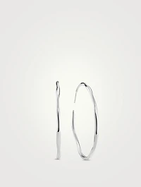 Large Classico Sterling Silver Squiggle #4 Hoop Earrings