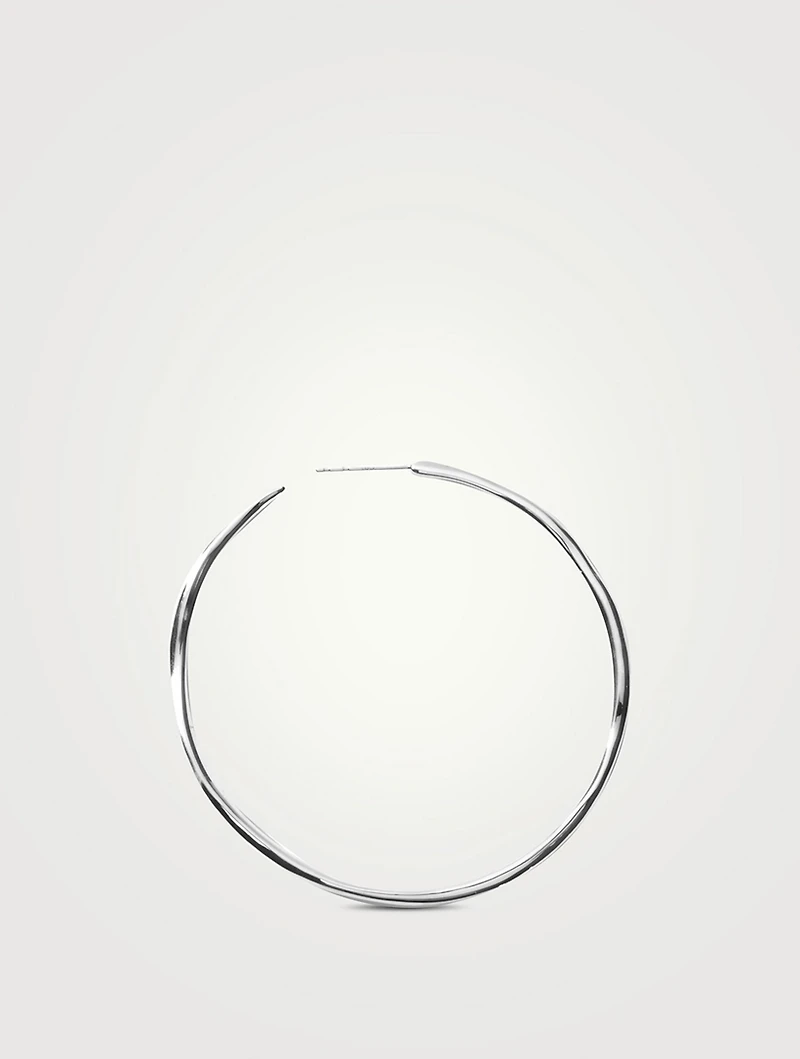 Large Classico Sterling Silver Squiggle #4 Hoop Earrings