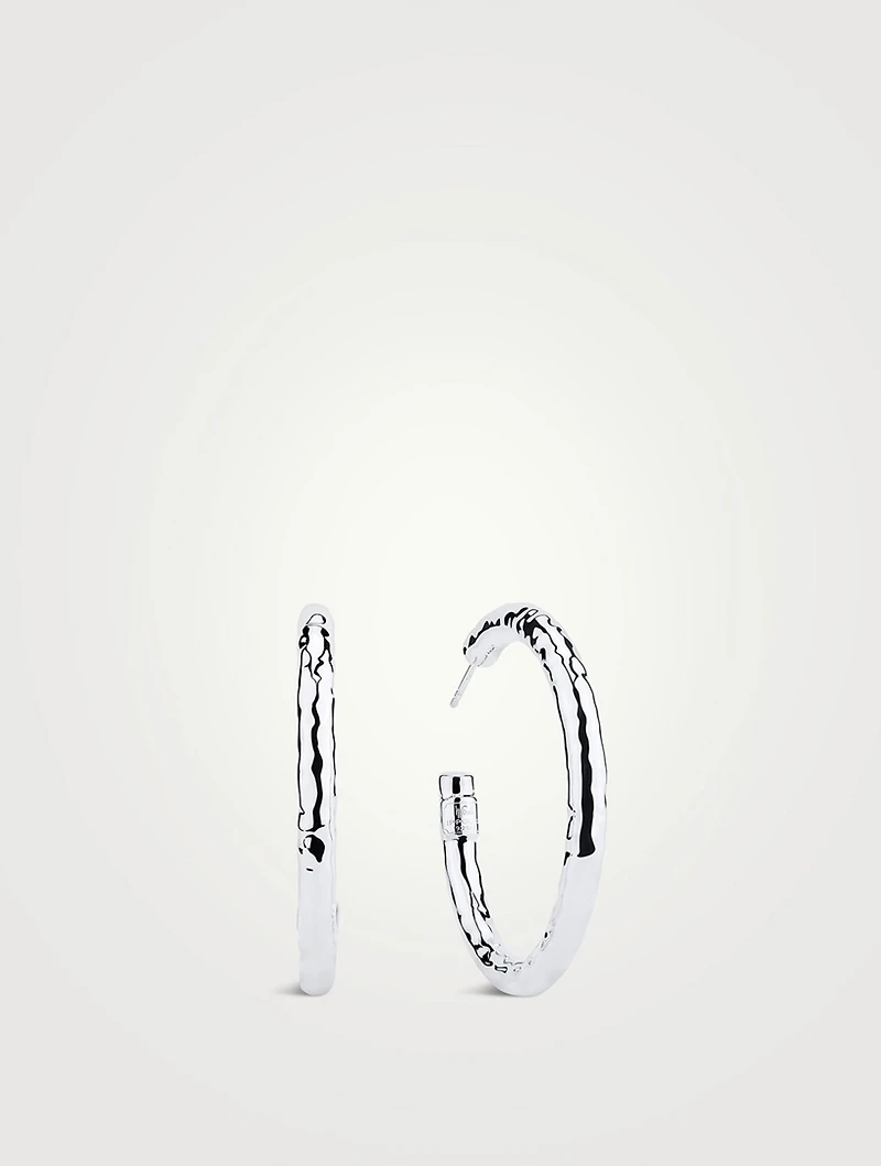 Medium Classico Sterling Silver #3 Hoop Earrings