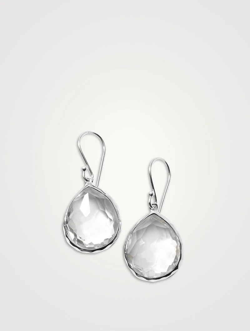 Small Rock Candy Sterling Silver Teardrop Earrings With Rock Crystal