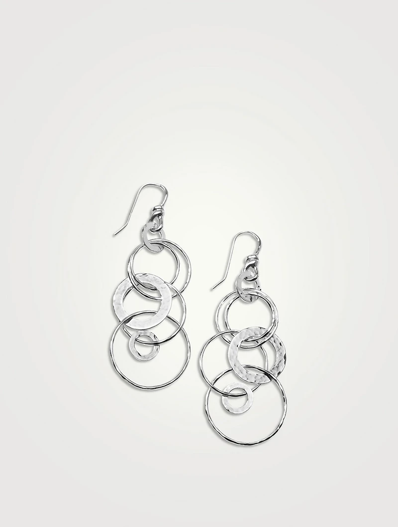 Medium Classico Sterling Silver Hammered Jet Set Drop Earrings