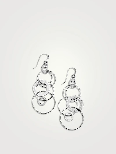 Medium Classico Sterling Silver Hammered Jet Set Drop Earrings