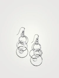 Medium Classico Sterling Silver Hammered Jet Set Drop Earrings