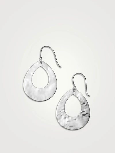 Small Classico Sterling Silver Crinkle Open Teardrop Earrings