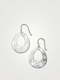 Small Classico Sterling Silver Crinkle Open Teardrop Earrings