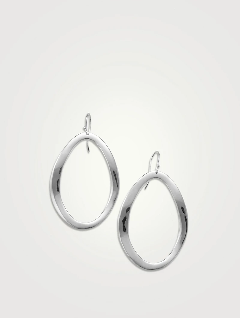 Classico Sterling Silver Wavy Oval Drop Earrings