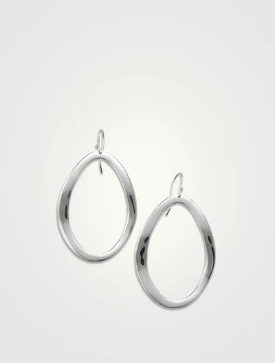 Classico Sterling Silver Wavy Oval Drop Earrings