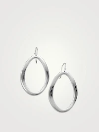 Classico Sterling Silver Wavy Oval Drop Earrings