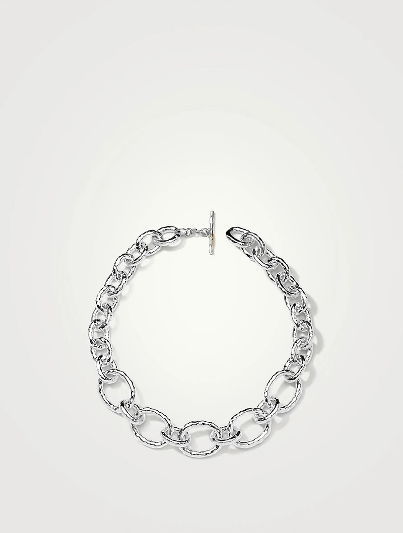 Short Classico Sterling Silver Hammered Bastille Necklace