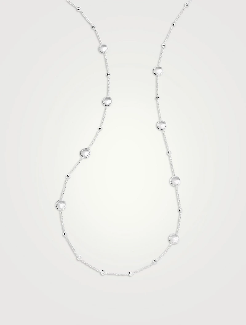 Lollipop Sterling Silver Multi Station Necklace With Clear Rock Crystal