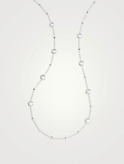 Lollipop Sterling Silver Multi Station Necklace With Clear Rock Crystal