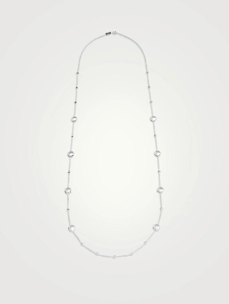 Lollipop Sterling Silver Multi Station Necklace With Clear Rock Crystal