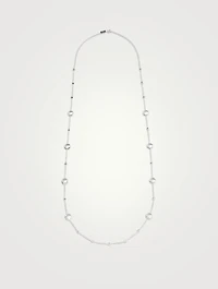 Lollipop Sterling Silver Multi Station Necklace With Clear Rock Crystal