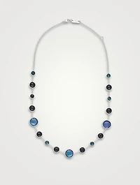 Short Lollitini Sterling Silver Necklace With Gemstones